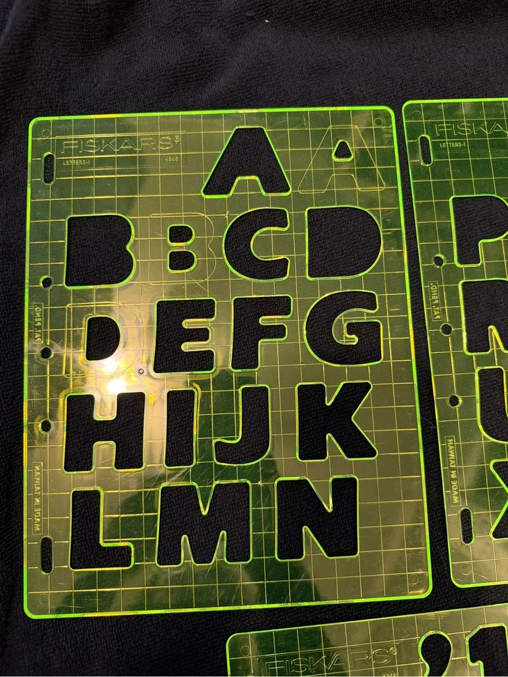 Fiskars Neon Yellow-Green Number & Alphabet Stencil